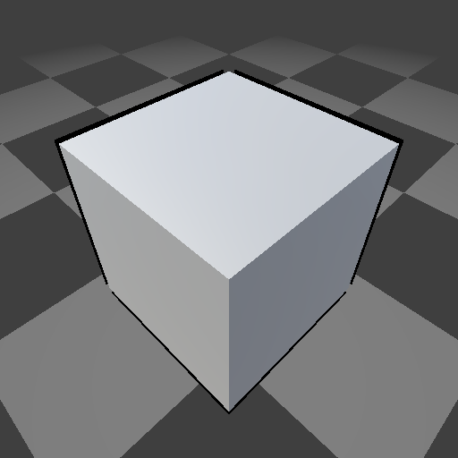 A cube with a classic outline shader applied