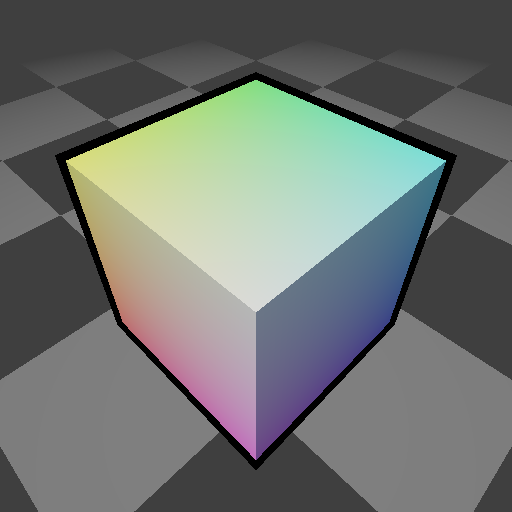 A cube with smooth normals baked into vertex colors