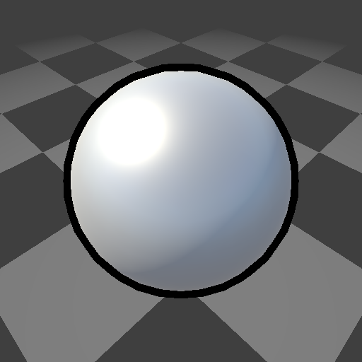 A sphere with a classic outline shader applied